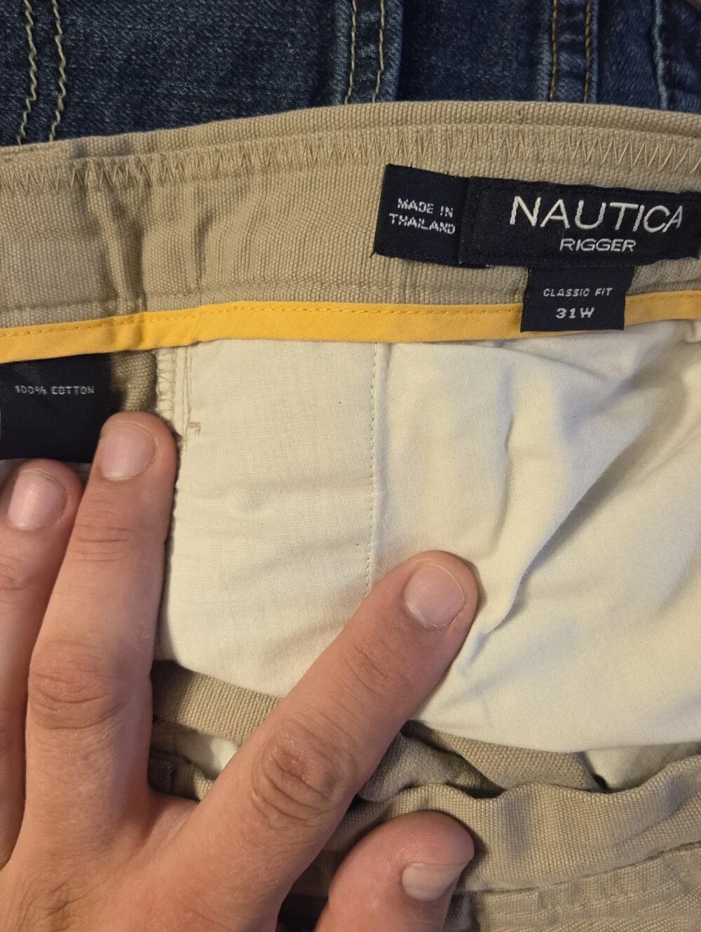 Nautica Rigger Men's Classic Fit Khaki Shorts | 100% Cotton | Size 31W